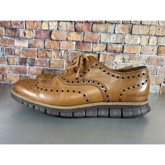 COLE HAAN Men ZEROGRAND Wing Oxford Leather Shoes 7M British Tan #C29411 - Picture 4 of 8